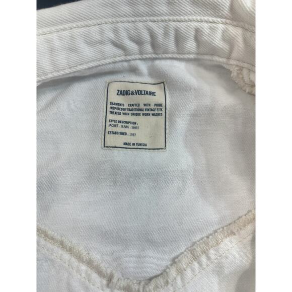 Zadig & Voltaire NWOT‎ Toky Ruffle Cotton Denim Shirt in Judo Jacket Small $298 - Picture 5 of 6